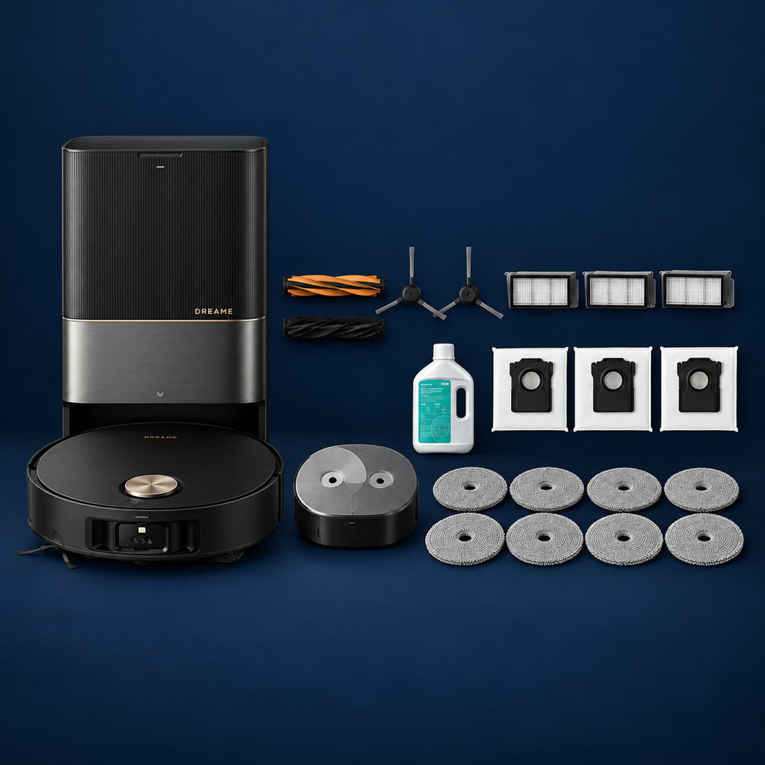 Robot, PowerDock och alla tillbehör som ingår